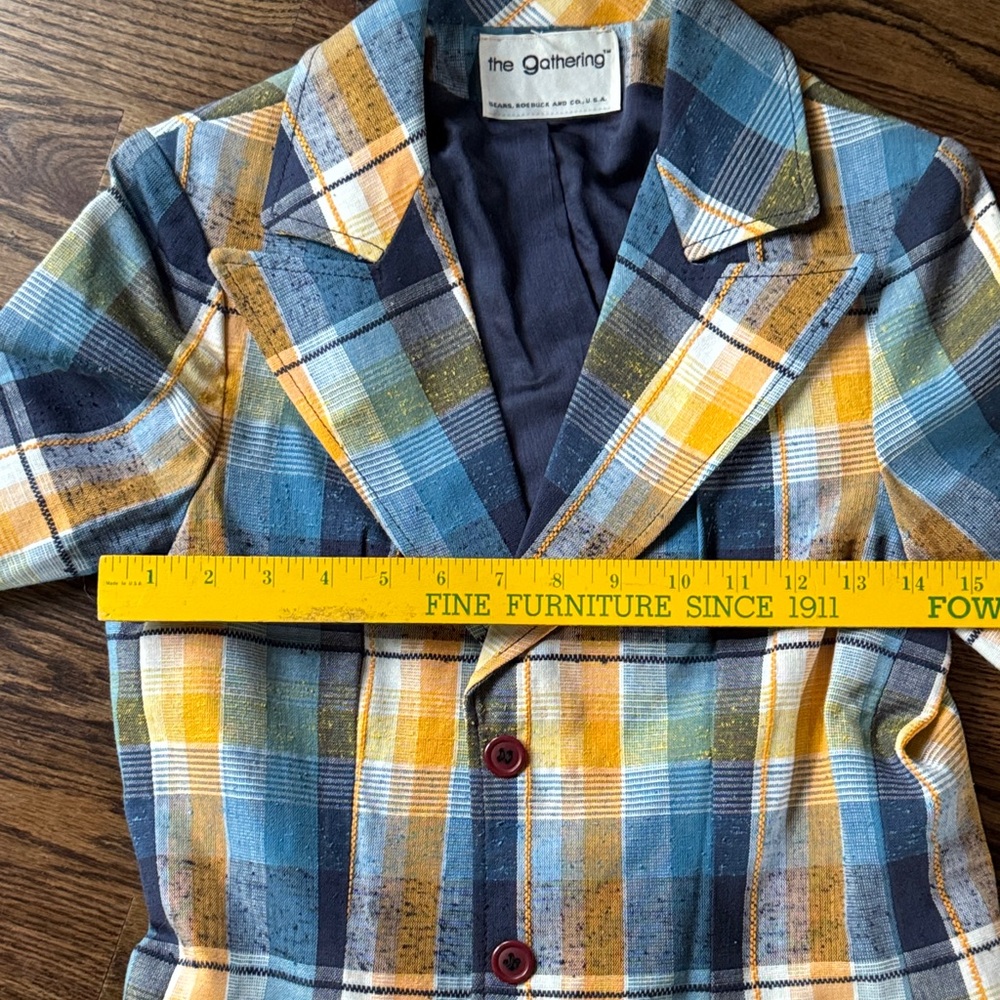 Vintage 70s Sears women’s Yellow and White Blue plaid pant suit - Picture 9 of 13